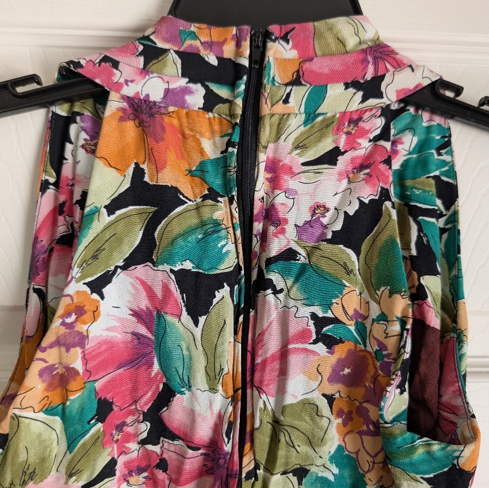 Vintage R.J. Stevens By Carol Escritor Sleeveless Floral Midi Dress Size 4 - Picture 7 of 9